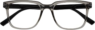 OPULIZE LEO Reading Glasses – Large Rectangular Frame – Grey – Black Temples – Men and Women – Spring Hinges – R55-7 – +3.50