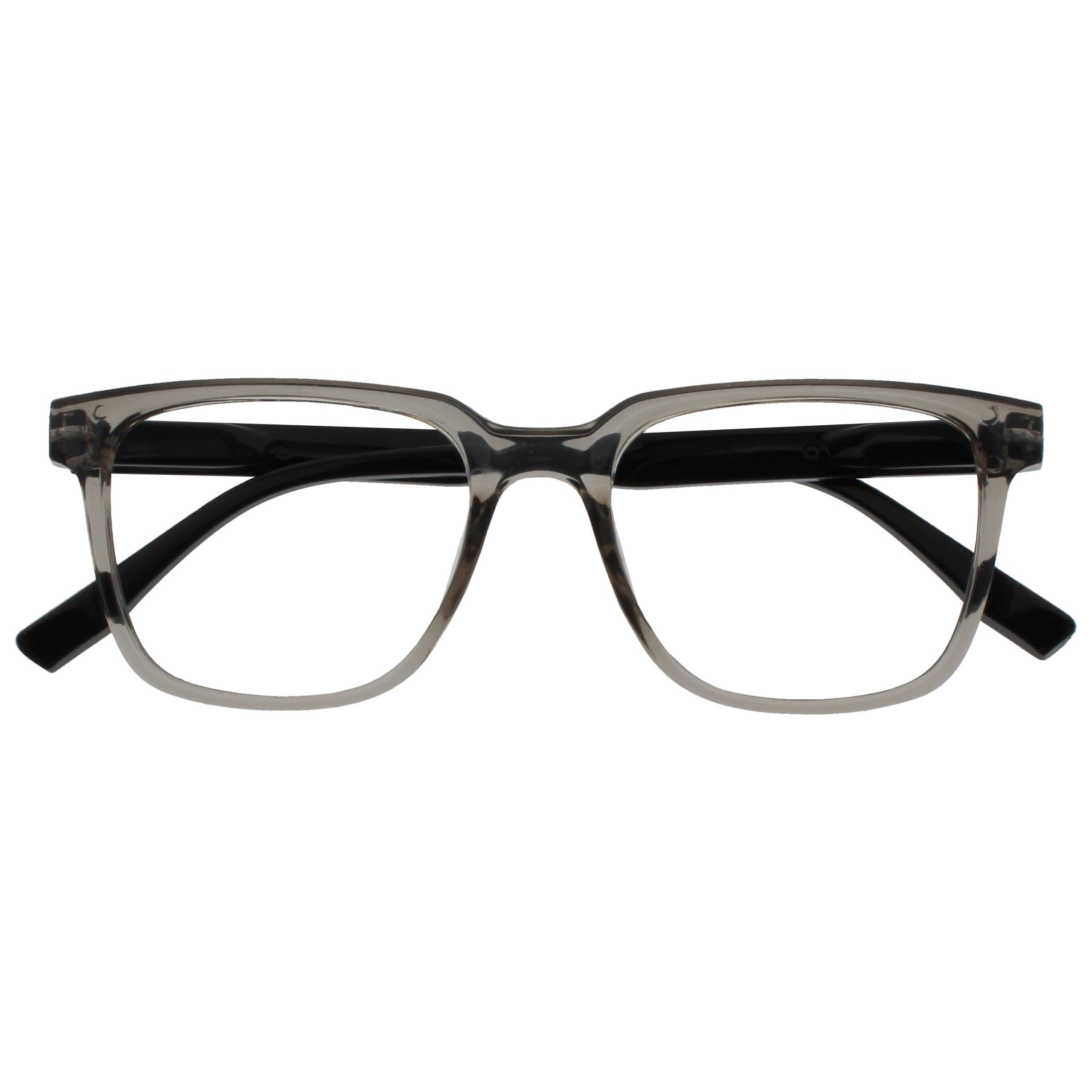 OPULIZE LEO Reading Glasses – Large Rectangular Frame – Grey – Black Temples – M