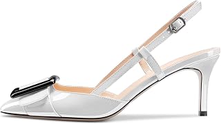 Castamere Women's Stiletto Mid Heel Pointed Toe Slip-On Pumps Slingback Bow Tie Dress Wedding Party Sandals 6.5 cm Heels