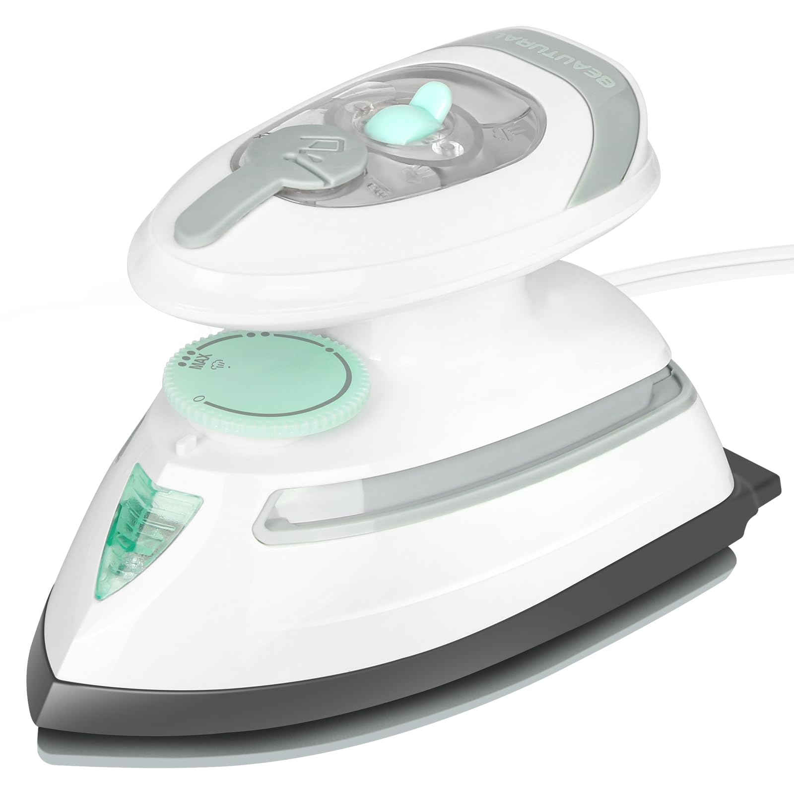 BEAUTURAL Mini Travel Steam Iron for Clothes with Dual Voltage, White | Non-Stic