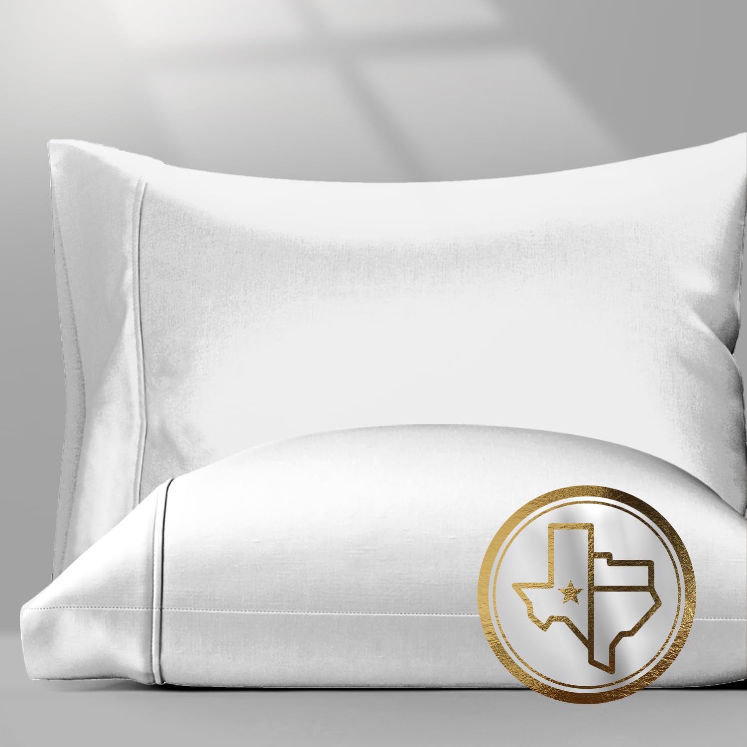 TEXAS LINEN CO. 100% Egyptian Cotton Pillow Cases King Size Set of 2 - Luxury 15