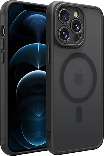 for iPhone 12 pro max Case [Compatible with Magsafe]Translucent Matte Phone Cover, [10 FT Military Grade Drop Protection] Slim Durable Shockproof Protective Bumper (Black Magnetic, iPhone 12 pro max)