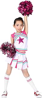 LOLANTA Girls Cheerleader Costume, Carnival or Sports Event Fancy Dress Up with Pom Poms Dress, 4-13 Years