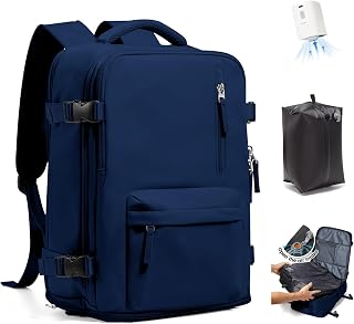 SZLX Vacuum Backpack Travel Bag with Pump Large Travel Backpack Cabin Size 40x30x20 Ryanair for Women Men Easyjet Wizzair Underseat Hand Luggage Carry on Cabin Size Flight Rucksack Fit 14 Inch Laptop