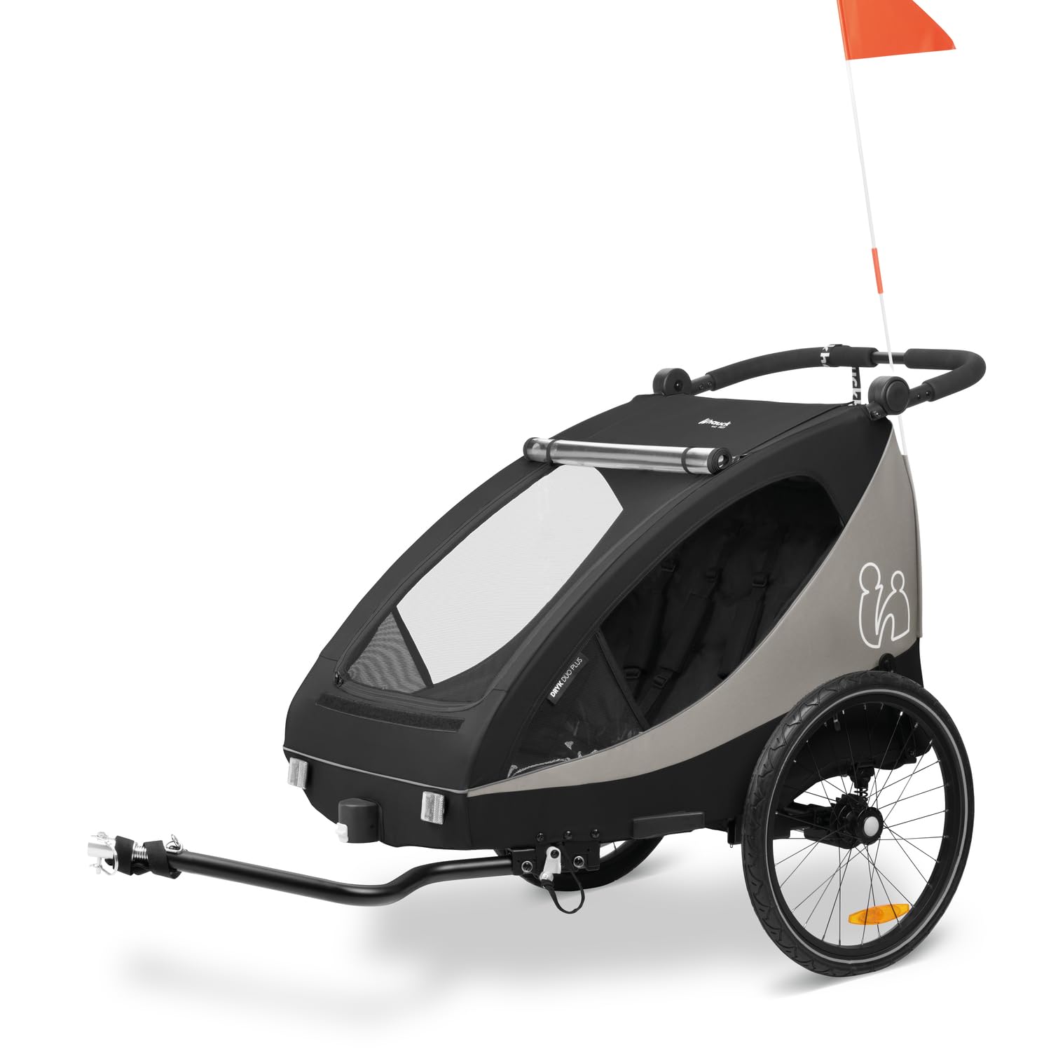 hauck Bike Trailer & Pushchair 2 Kids, Suspension, Dryk Duo Plus Black | Incl. D