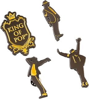 Grupo Erik Michael Jackson Set of 4 Enamel Pins - Gifts, Merch | Cute Pin Badges, Bag Pins | Michael Jackson Gifts for Kids & Adults, Music Gifts under 15 Pounds, for Friends, Merchandise