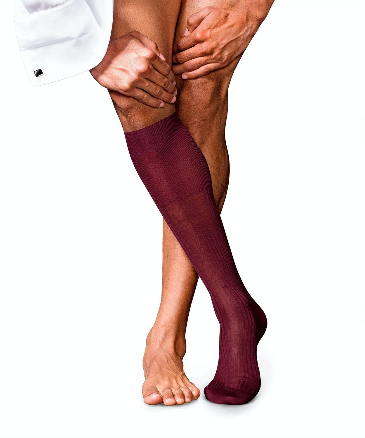 FALKE Men's No. 10 Knee-High Socks Breathable Cotton Long Silky Sheen Reinforced