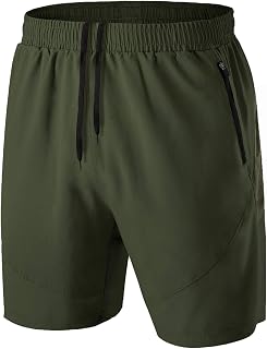 Kyopp Men's Shorts Casual Sports Shorts Workout Gym Running with Zip Pockets Quick Dry Rugby Shorts