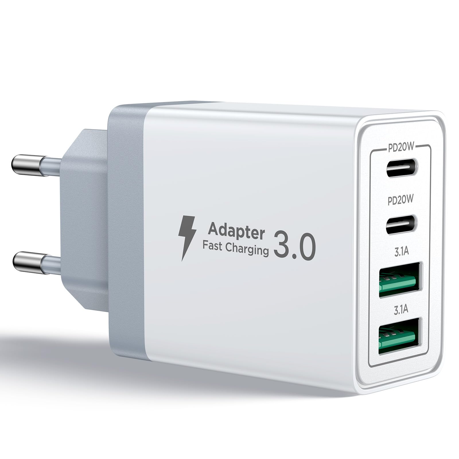 Aioneus USB C Charger, 40W 4 Port USB Plug Fast Charger iPhone, Multi Sector PD+