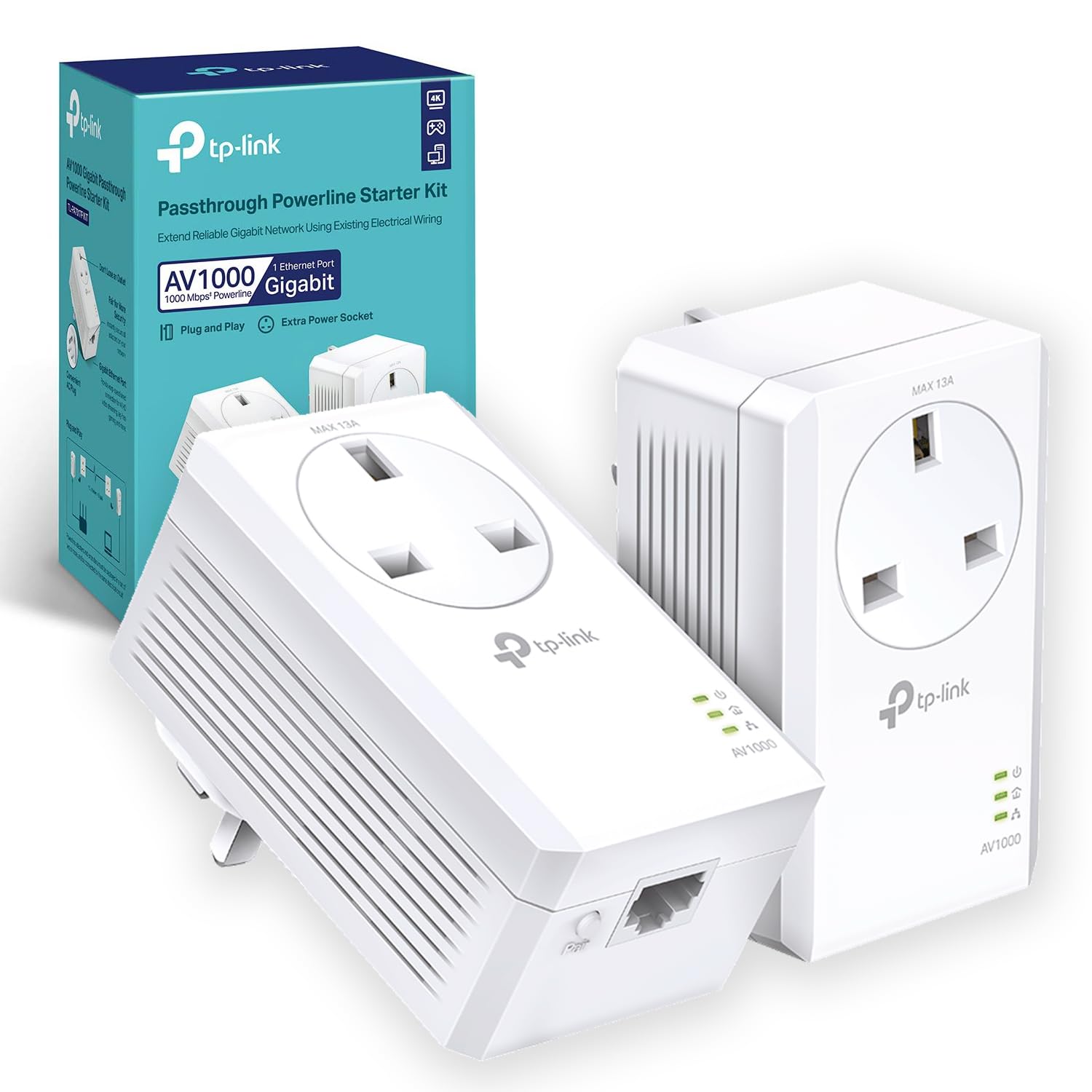 TP-Link TL-PA7017PKIT Gigabit Passthrough Powerline Adapter Starter Kit, Powerli