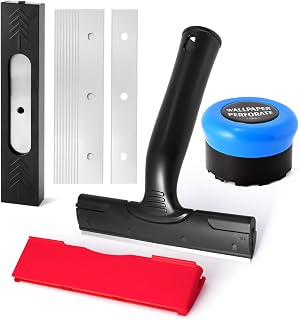 NEWISHTOOL Wallpaper Removal Tool Kit, Wall Paper Perforating Stripper Tool | 6-Inch Razor Blade Scraper Sticker Remover, Perforator / Scorer Remover and Scraper for Separating and Removing Wallcovering
