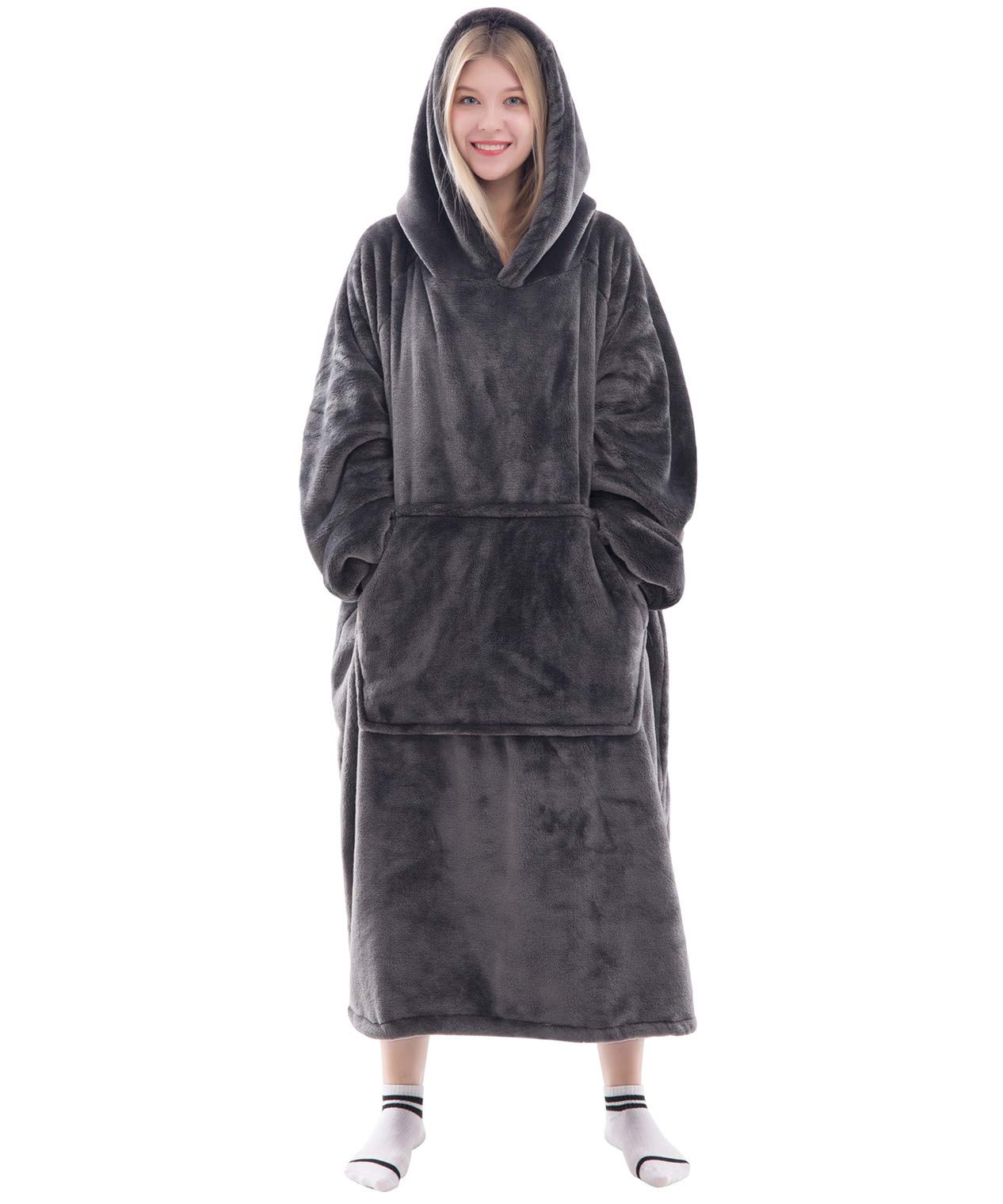 Waitu Wearable Blanket Sweatshirt Gifts for Women and Men, Warm and Cozy Giant B