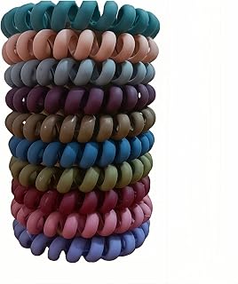 10 Pieces Spiral Hair Ties, Elastics Spiral Coils for Thick and Thin Hair, No Crease Telephone Cord Plastic Ties for Women - Matte Color