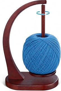 Magnetic Yarn Holder for Crocheting and Knitting, Brown | Smooth 360° Rotating Spindle, Wooden Yarn Spinner,Tangle-Free Yarn Ball Stand,Gift Box for Women Mom Grandm