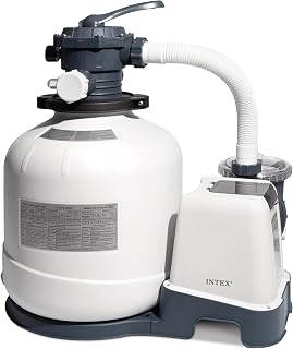 INTEX Krystal Clear 3,000 GPH Sand Filter Pump for Above Ground Pools | 26651EG - 16" Tank for Swimming Pools: 5,500 to 19,600 Gal, 120 lb Sand Capacity - Improved Circulation & Filtration