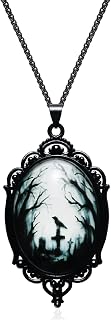 DAYANEY Gothic Necklace as Halloween Costume Jewelry for Women | Witch Raven Rose Necklace as Goth Accessories, Bat Pendant Vampire Jewelry as Halloween Outfit Party Gifts