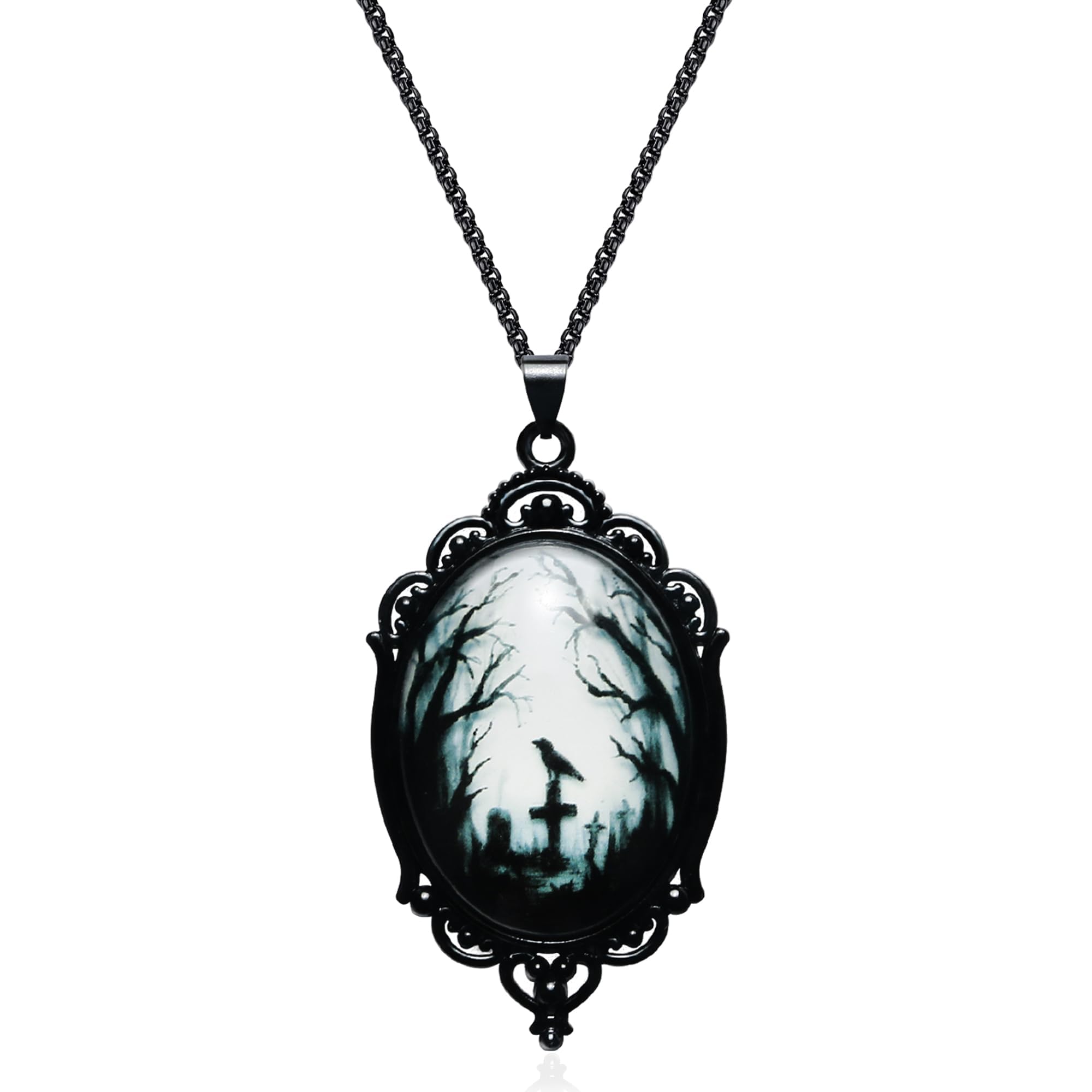 DAYANEY Gothic Necklace as Halloween Costume Jewelry for Women | Witch Raven Ros
