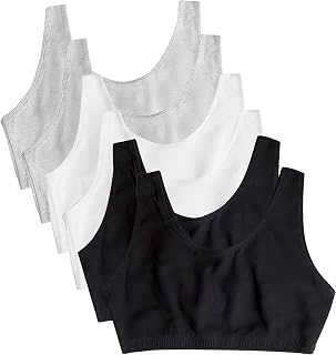 Fruit of the Loom Women's Built-Up Sports Bra Built-Up Tank Style Sports Bra, Pack of 6