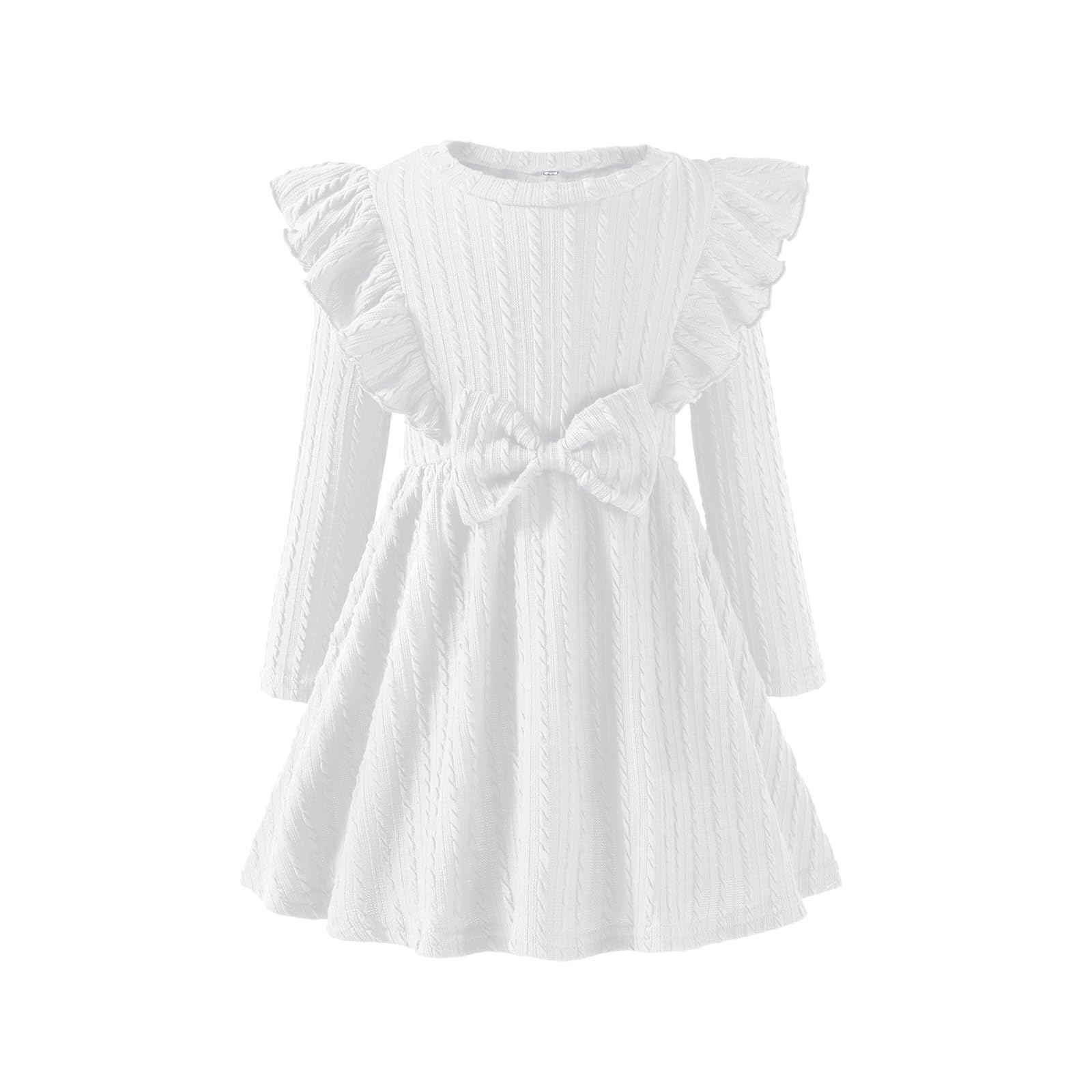 Toddler Girl Christmas Dress Baby Sweater Dresses Ruffle Ribbed Knit Long Sleeve