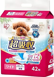 Iris Ohyama (IRIS OHYAMA) Pet Sheets, Thick Type, Super Absorbent, Antibacterial, Deodorant, Small and Medium Dogs, No Need to Change for 12 Hours, Wide, 42 Sheets