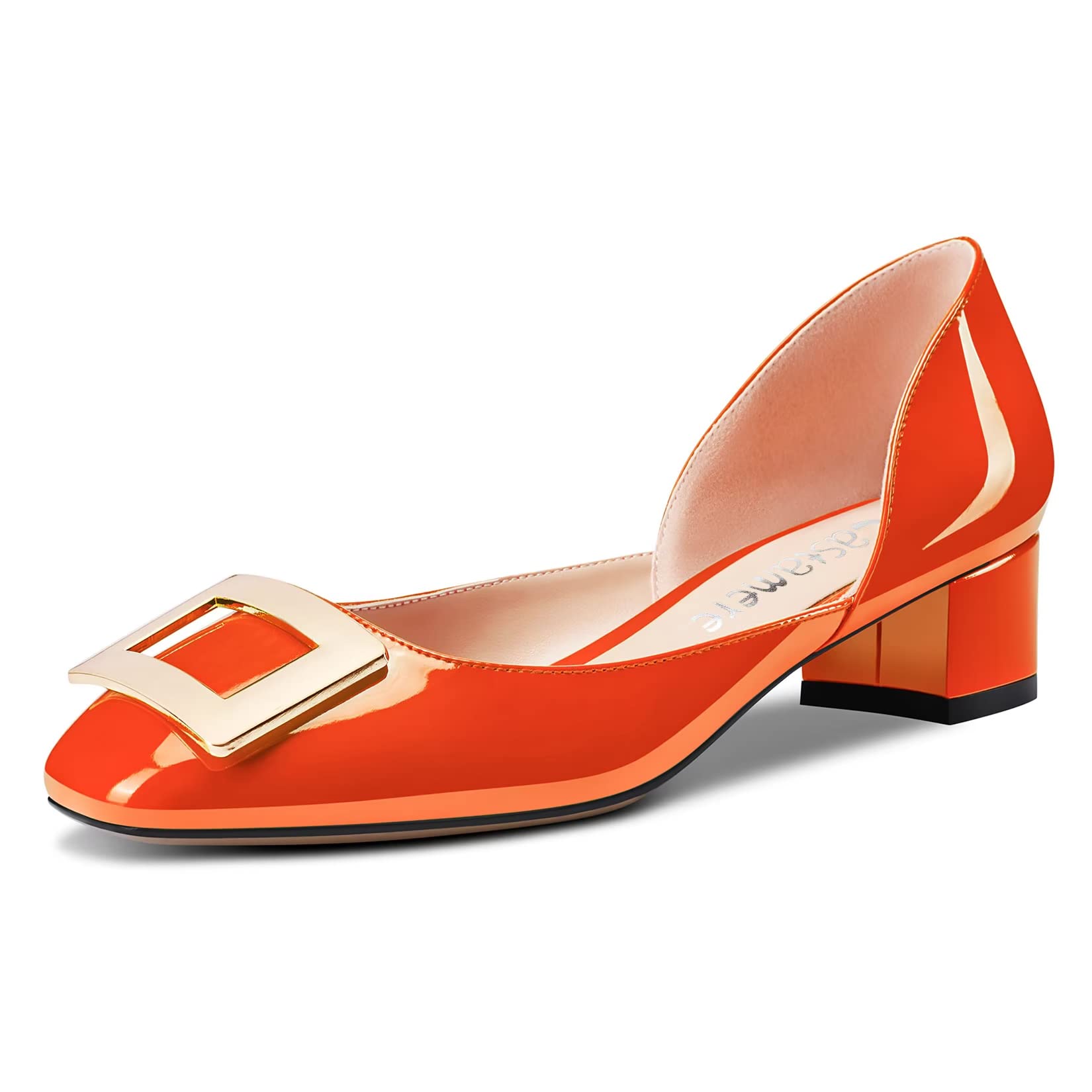 Castamere Women's Chunky Wide Low Kitten Heel Square Toe Knot Bow Pumps Slip-on 