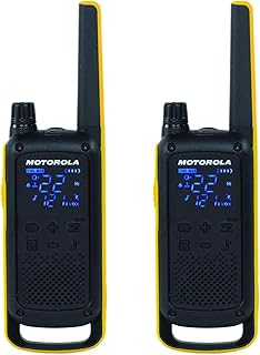Motorola Solutions T470 Talkabout Two-Way Radio – Weatherproof FRS Radios with 22 Channels, 121 Privacy Codes, Up to 56KM Range, NOAA Weather Alerts, Dual Power - Pack of 2