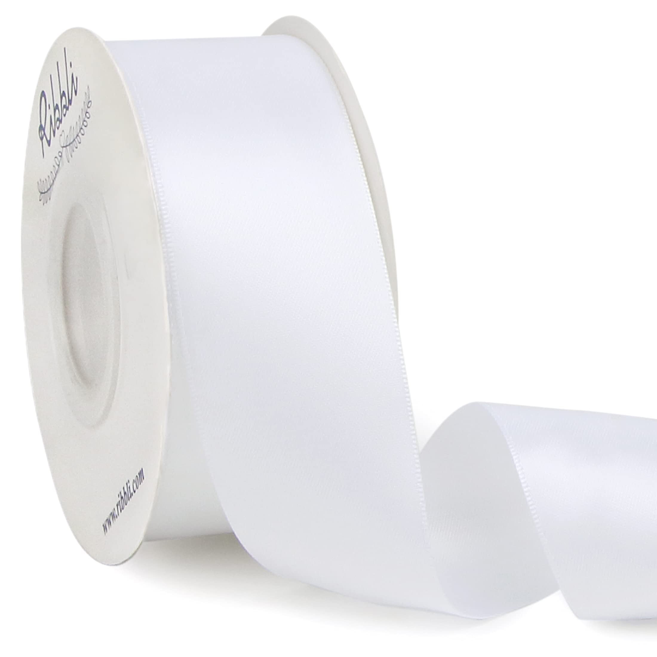 Ribbli White Double Faced Satin Ribbon,1-1/2” x Continuous 25 Yards,Use for Bows