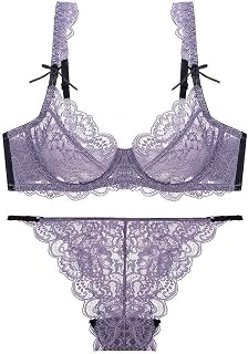 Sexy Lace, Ribbon, Bra & Panties, Top & Bottom Set, All Lace, 3D 3/4 Cup, Adult Sexy, Underwear, Underwear, Lingerie (S/M/L/XL)