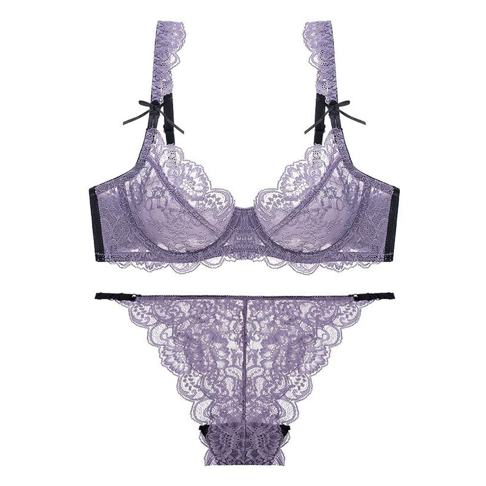 Sexy Lace, Ribbon, Bra & Panties, Top & Bottom Set, All Lace, 3D 3/4 Cup, Adult 