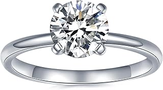 IMOLOVE Moissanite Engagement Ring for Women, 1-2CT D Color VVS1 Clarity 925 Sterling Silver Promise Wedding Ring