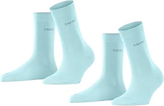 ESPRIT Women's Plain 2-Pack Breathable Cotton Socks