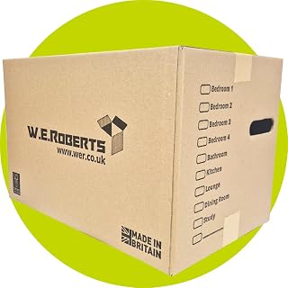 Moving Boxes x 20 Large Strong Cardboard Packing Boxes for Moving House – Ideal for Storage, Moving, and Packing 45.7cm x 28.8cm x 28.8cm with Carry Handles and Room List (20)