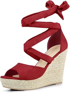 Allegra K Women's Lace Up Wedge Sandals And Sandals