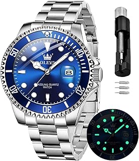 OLEVS Mens Quartz Watches Fashion Waterproof Analog Stainless Steel Date Week Luminous Diamond Watches