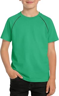 Haloumoning T-shirt a maniche corte raglan per bambini estate girocollo basic t-shirt casual top 5-14 anni