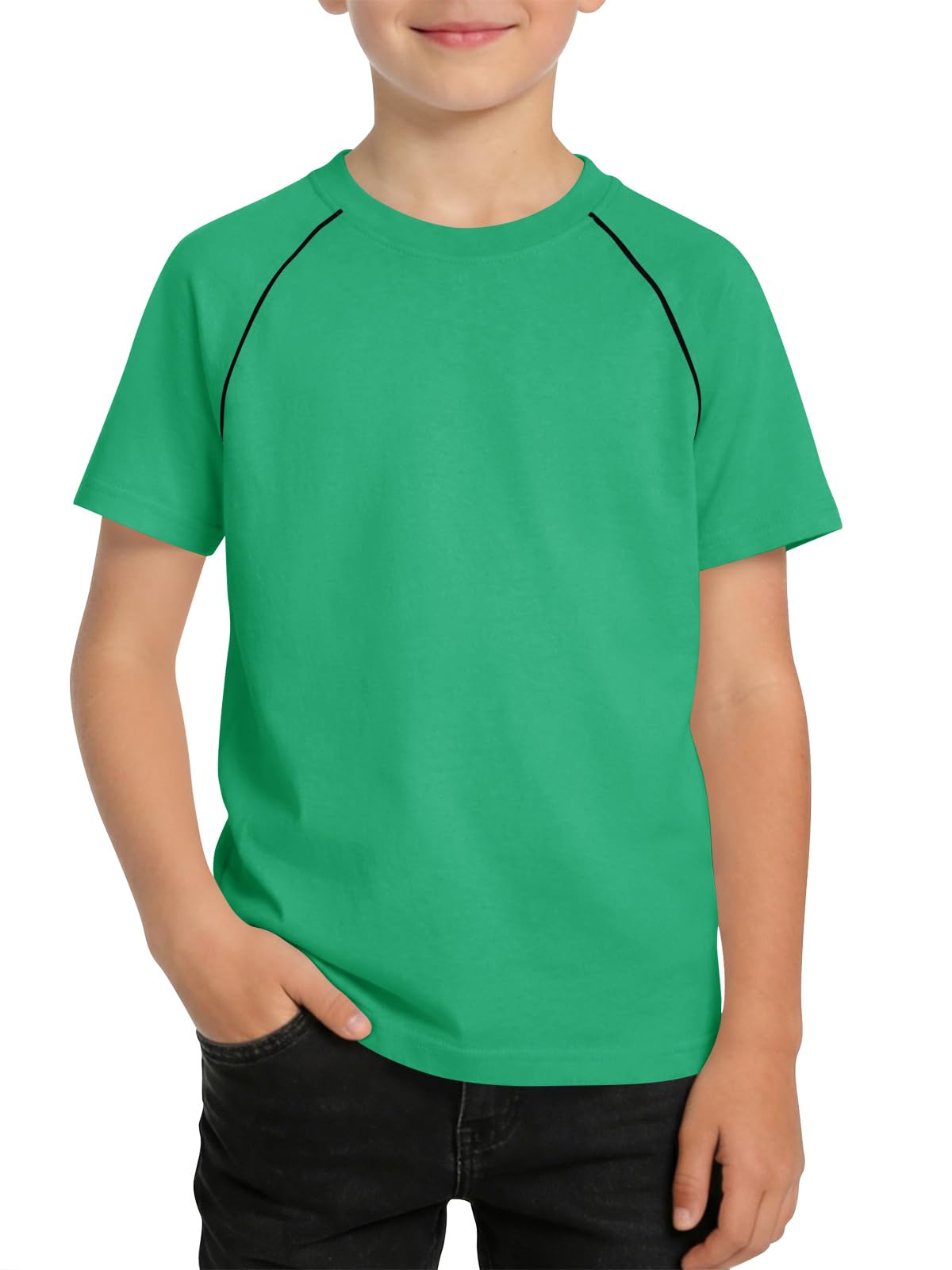 Haloumoning T-shirt a maniche corte raglan per bambini estate girocollo basic t-