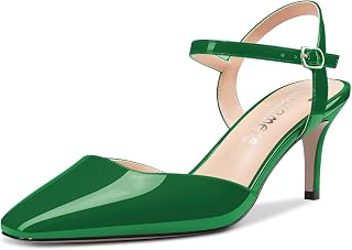 Castamere Women's Stiletto Mid Heel Square Toe Pumps Ankle Straps Slingback Wedding Office Dress 6.5 CM Heels