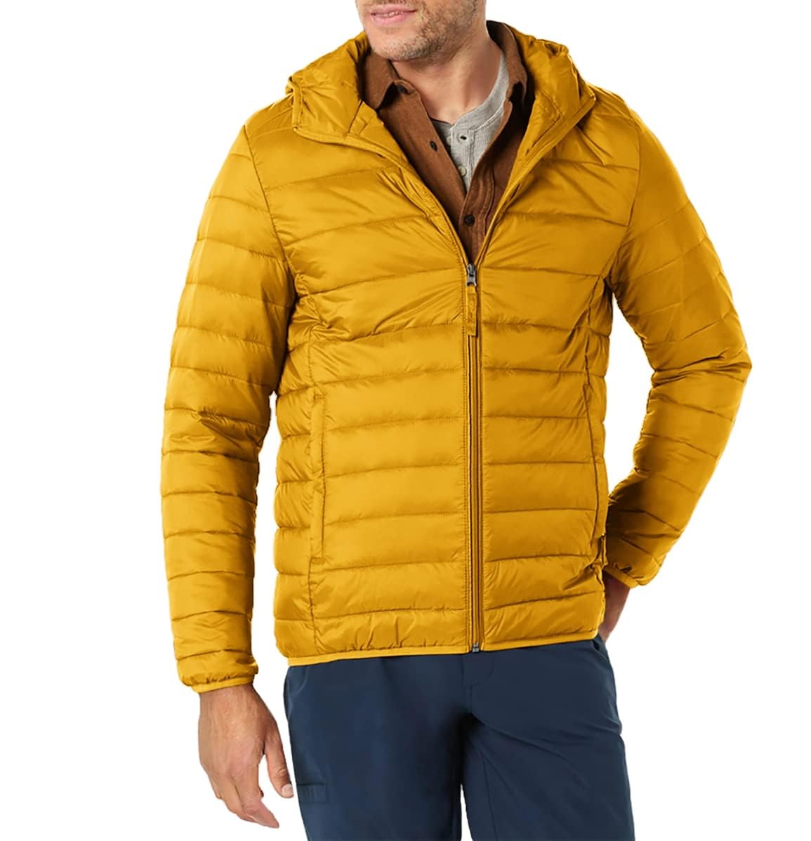 Amazon Essentials Men's Lightweight Water-Resistant Packable Hooded Puffer Jacke