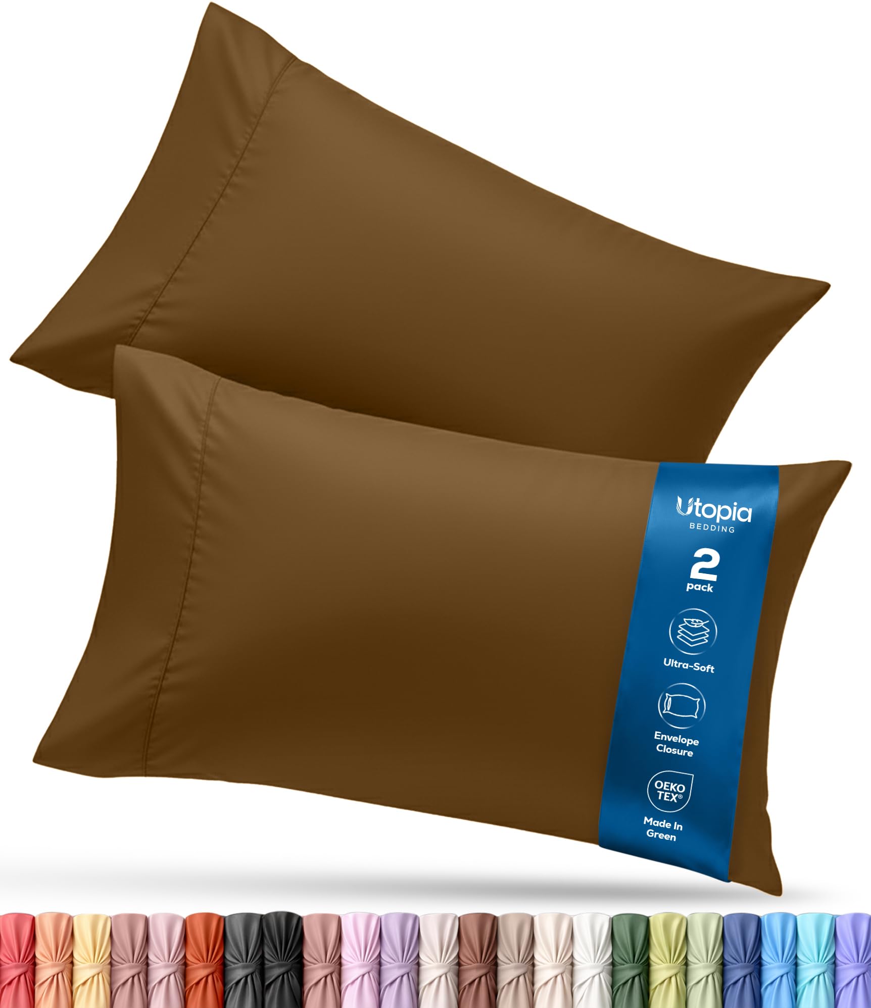 Utopia Bedding Standard Pillow Covers Set of 2 - Envelope Closure - Soft Brushed