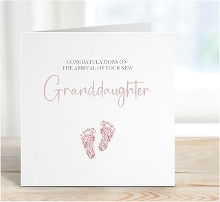 New baby Girl card, Granddaughter card, Congratulations to the new grandparents, Pink floral baby feet, New Baby Card Grandgaughter.