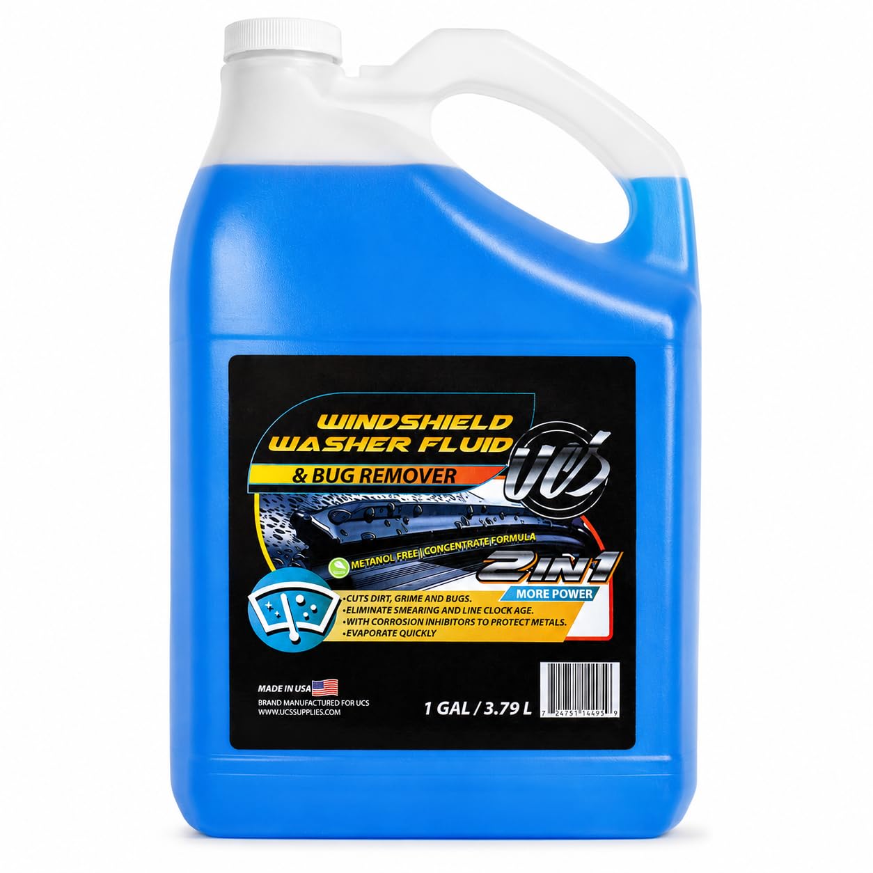 UCS Windshield Washer Fluid 1 Gallon, Streak-Free Bug Remover 1 Pack | Ready-to-