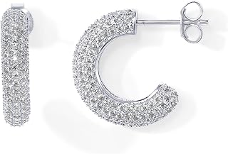 PAVOI 14K Gold Plated Cubic Zirconia Chunky Hoop Earrings for Women