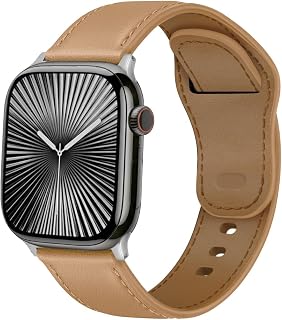 Leather Band for Apple Watch 44mm 45mm 46mm 49mm 40mm 41mm 38mm 42mm, iWatch Men Women, Genuine Leather Band for Apple Watch Series 10 9 8 7 6 5 4 3 SE/2 nd Ultra