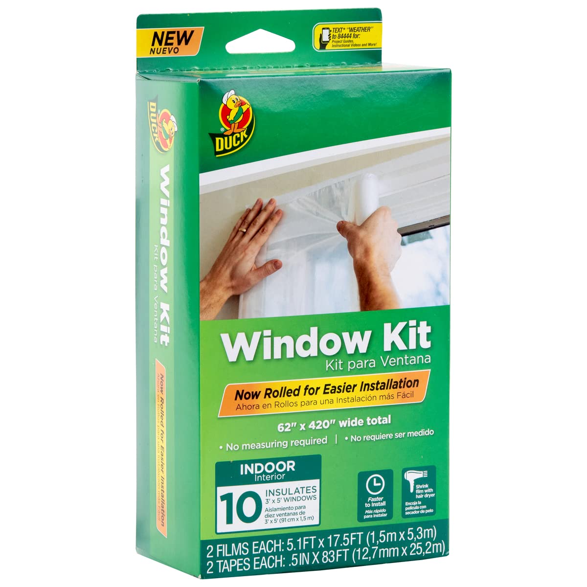 Duck Brand Window Insulation Kit, 62 in x 420 in, Fits up to 10 Windows | Winter