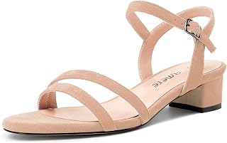 Castamere Women's Low Chunky Block Heel Kitten Heel Open Toe Cap Ankle Strap Slingback Sandals Prom Dress 3 cm Heels