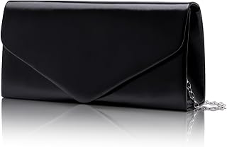 Larcenciel Envelope Clutch Purse for Women, Vegan Leather Evening Bag with Chain Strap, Wedding Cocktail Party Formal Handbag