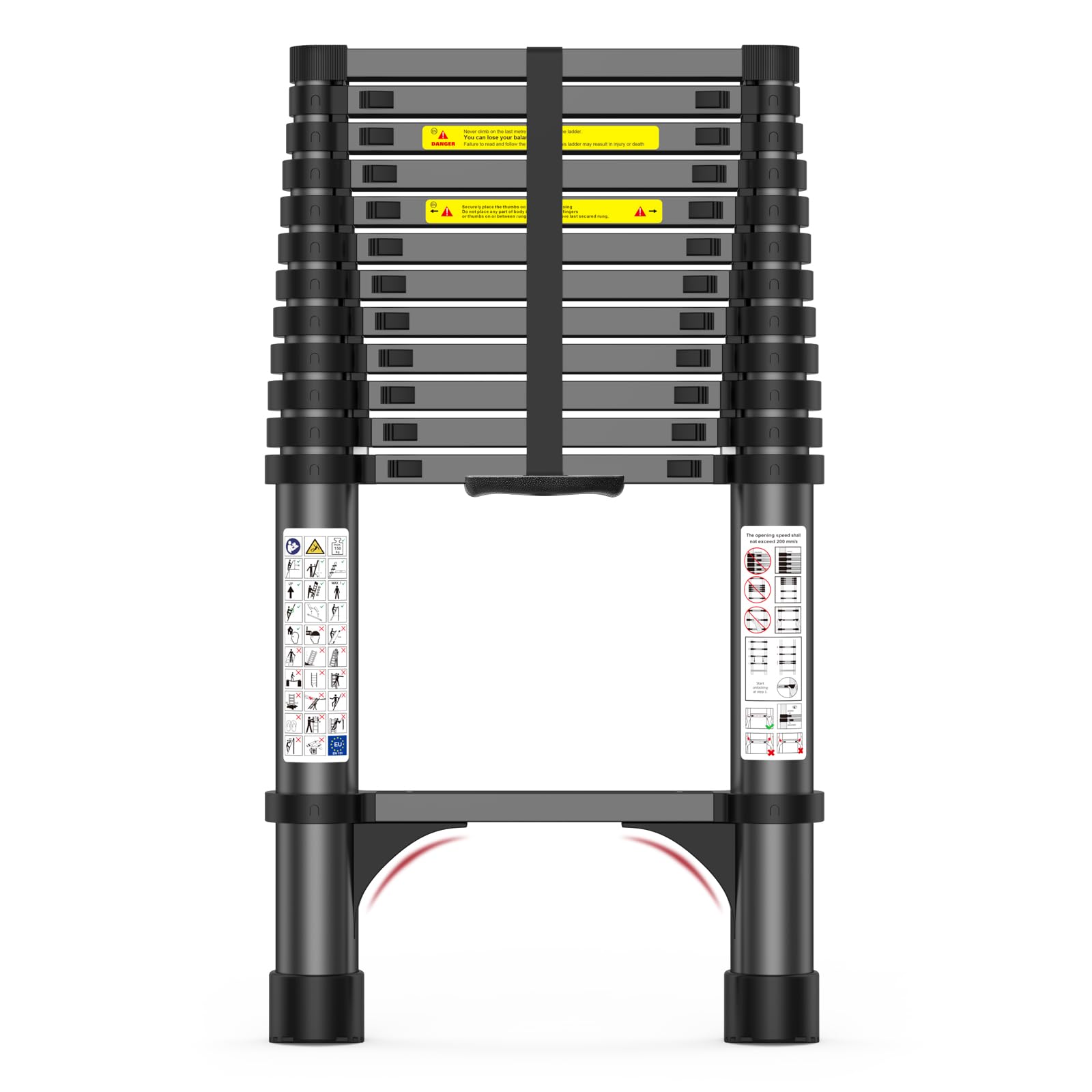 12.5FT Telescoping Ladder, 330lb Capacity Aluminum Heavy-Duty | Extension Ladder