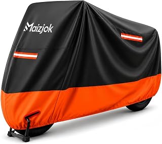 Maizjok® Waterproof Motorcycle Cover, 210D Exterior Interior Motorcycle