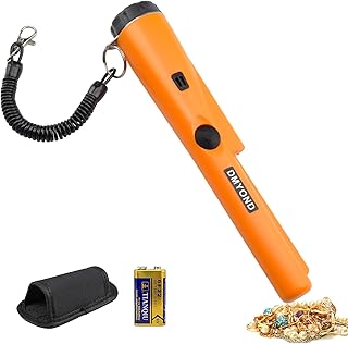 Dmyond Metal Detector Pinpointer, Professional Waterproof with 9V Battery | High Sensitivity 360° Detection Handheld Pin Pointer Wand, Search Treasure Pinpointing Finder Probe for Adults & Kids, Orange