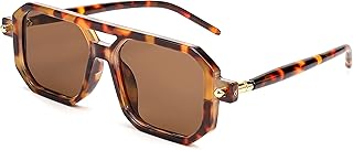 FEISEDY Vintage Square 70s Flat Aviator Sunglasses Women Men B2622